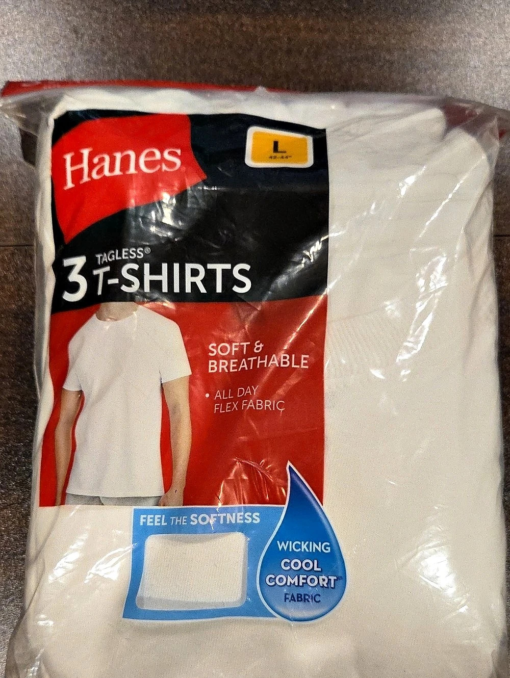 Hanes Cool Comfort Tagless Crewneck Undershirt 3-Pack White Large